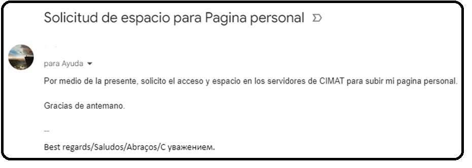 Solicitud de Página Personal